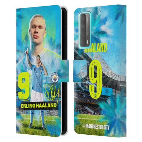 Manchester City Man City FC 2023/24 First Team Erling Haaland Leather Book Wallet Case Cover For Huawei P Smart (2021)