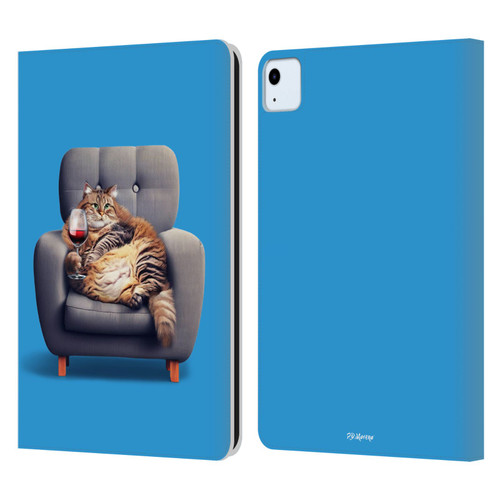 P.D. Moreno Furry Fun Artwork Fat Cat Armchair Leather Book Wallet Case Cover For Apple iPad Air 11 2020/2022/2024