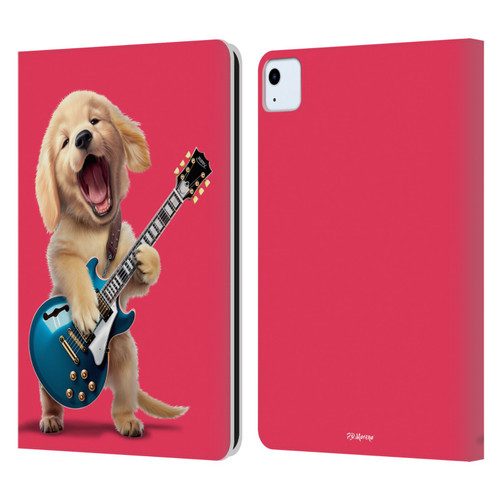 P.D. Moreno Furry Fun Artwork Golden Retriever Playing Guitar Leather Book Wallet Case Cover For Apple iPad Air 2020 / 2022