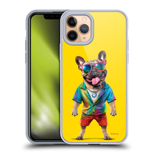 P.D. Moreno Furry Fun Artwork French Bulldog Tie Die Soft Gel Case for Apple iPhone 11 Pro