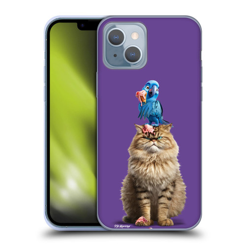 P.D. Moreno Furry Fun Artwork Cat And Parrot Soft Gel Case for Apple iPhone 14