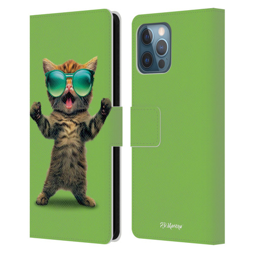 P.D. Moreno Furry Fun Artwork Cat Sunglasses Leather Book Wallet Case Cover For Apple iPhone 12 Pro Max