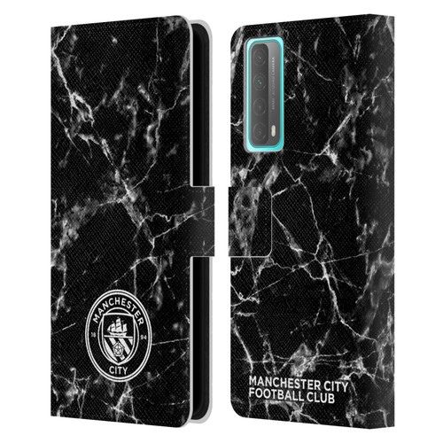 Manchester City Man City FC Marble Badge Black White Mono Leather Book Wallet Case Cover For Huawei P Smart (2021)