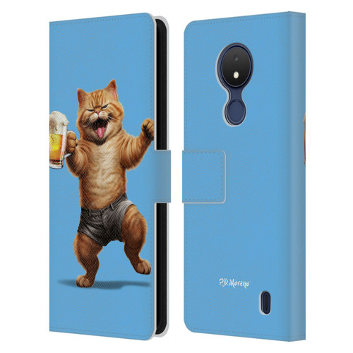 P.D. Moreno Furry Fun Artwork Cat Beer Leather Book Wallet Case Cover For Nokia C21