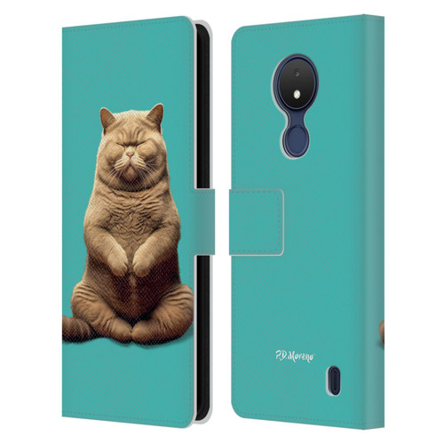P.D. Moreno Furry Fun Artwork Sitting Cat Leather Book Wallet Case Cover For Nokia C21