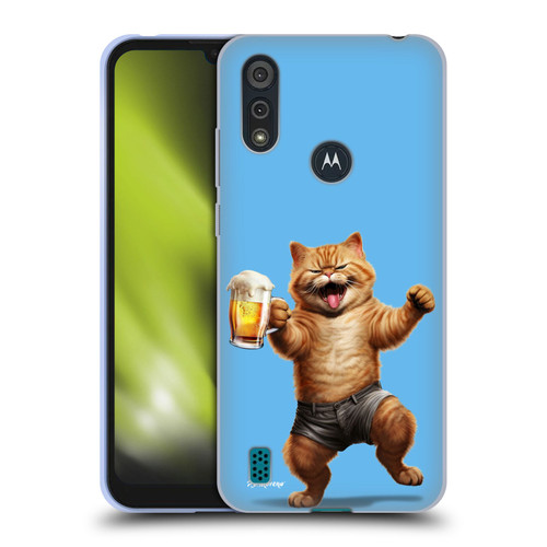 P.D. Moreno Furry Fun Artwork Cat Beer Soft Gel Case for Motorola Moto E6s (2020)
