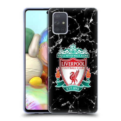 Liverpool Football Club Marble Black Crest Soft Gel Case for Samsung Galaxy A71 (2019)