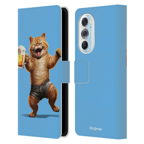 P.D. Moreno Furry Fun Artwork Cat Beer Leather Book Wallet Case Cover For Motorola Edge X30