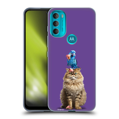 P.D. Moreno Furry Fun Artwork Cat And Parrot Soft Gel Case for Motorola Moto G71 5G