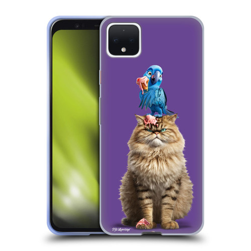 P.D. Moreno Furry Fun Artwork Cat And Parrot Soft Gel Case for Google Pixel 4 XL