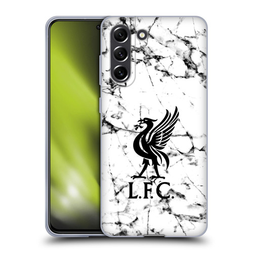Liverpool Football Club Marble Black Liver Bird Soft Gel Case for Samsung Galaxy S21 FE 5G