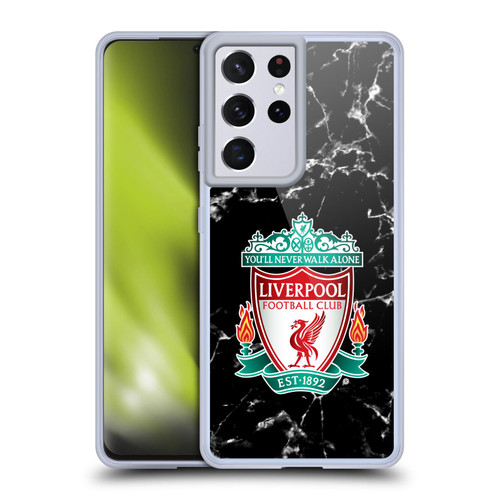 Liverpool Football Club Marble Black Crest Soft Gel Case for Samsung Galaxy S21 Ultra 5G