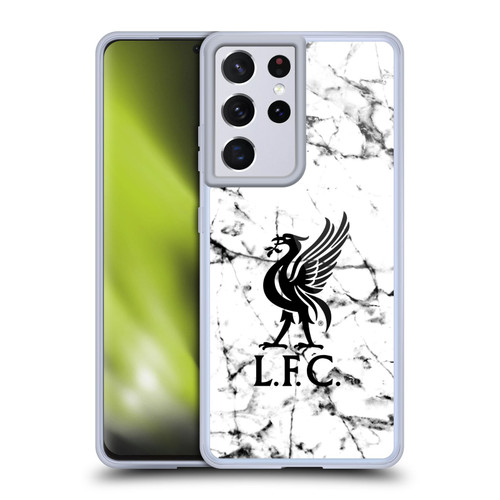 Liverpool Football Club Marble Black Liver Bird Soft Gel Case for Samsung Galaxy S21 Ultra 5G