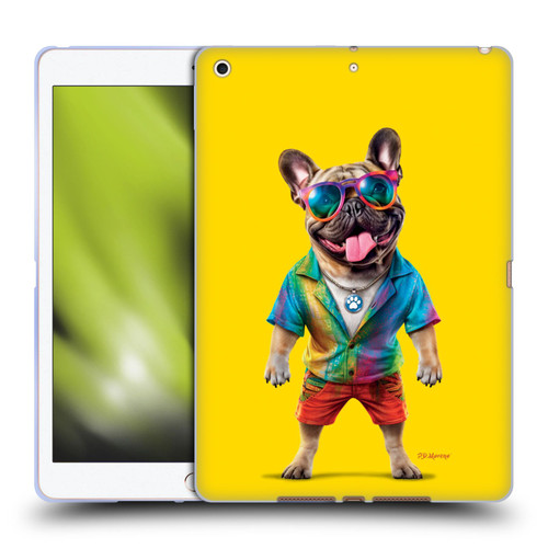 P.D. Moreno Furry Fun Artwork French Bulldog Tie Die Soft Gel Case for Apple iPad 10.2 2019/2020/2021