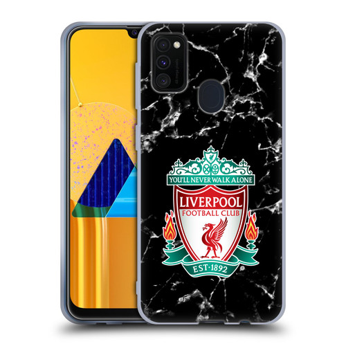 Liverpool Football Club Marble Black Crest Soft Gel Case for Samsung Galaxy M30s (2019)/M21 (2020)