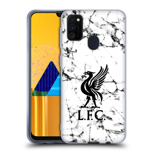 Liverpool Football Club Marble Black Liver Bird Soft Gel Case for Samsung Galaxy M30s (2019)/M21 (2020)