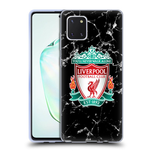 Liverpool Football Club Marble Black Crest Soft Gel Case for Samsung Galaxy Note10 Lite