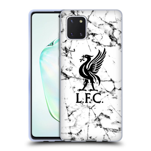 Liverpool Football Club Marble Black Liver Bird Soft Gel Case for Samsung Galaxy Note10 Lite