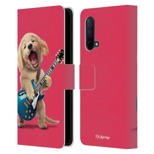 P.D. Moreno Furry Fun Artwork Golden Retriever Playing Guitar Leather Book Wallet Case Cover For OnePlus Nord CE 5G