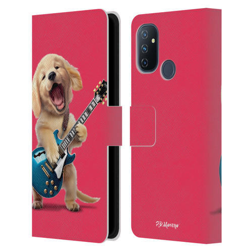 P.D. Moreno Furry Fun Artwork Golden Retriever Playing Guitar Leather Book Wallet Case Cover For OnePlus Nord N100
