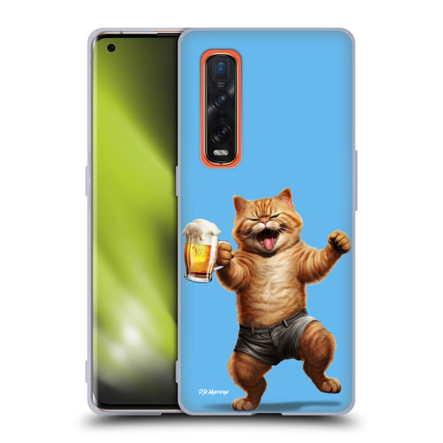 P.D. Moreno Furry Fun Artwork Cat Beer Soft Gel Case for OPPO Find X2 Pro 5G