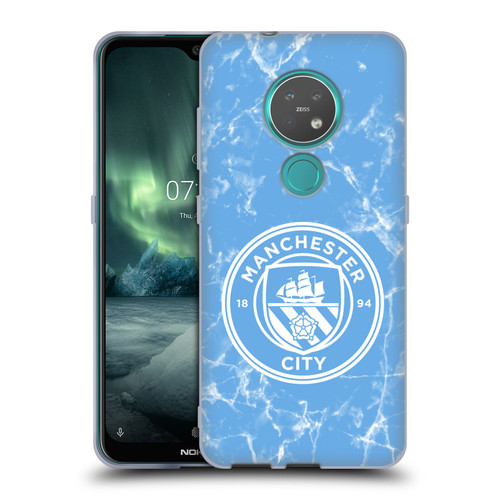 Manchester City Man City FC Marble Badge Blue White Mono Soft Gel Case for Nokia 6.2 / 7.2