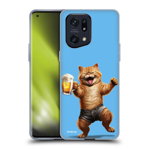 P.D. Moreno Furry Fun Artwork Cat Beer Soft Gel Case for OPPO Find X5 Pro