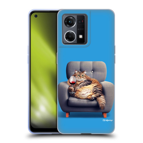 P.D. Moreno Furry Fun Artwork Fat Cat Armchair Soft Gel Case for OPPO Reno8 4G