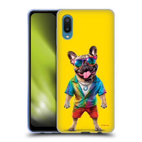 P.D. Moreno Furry Fun Artwork French Bulldog Tie Die Soft Gel Case for Samsung Galaxy A02/M02 (2021)