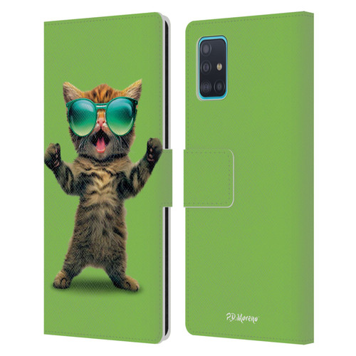 P.D. Moreno Furry Fun Artwork Cat Sunglasses Leather Book Wallet Case Cover For Samsung Galaxy A51 (2019)