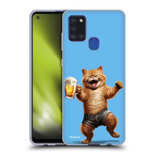 P.D. Moreno Furry Fun Artwork Cat Beer Soft Gel Case for Samsung Galaxy A21s (2020)