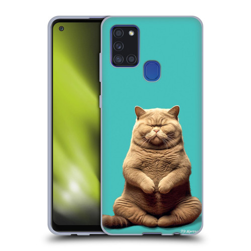 P.D. Moreno Furry Fun Artwork Sitting Cat Soft Gel Case for Samsung Galaxy A21s (2020)