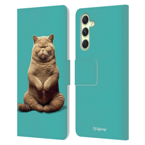 P.D. Moreno Furry Fun Artwork Sitting Cat Leather Book Wallet Case Cover For Samsung Galaxy A54 5G