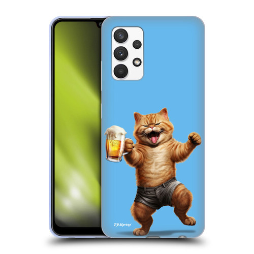 P.D. Moreno Furry Fun Artwork Cat Beer Soft Gel Case for Samsung Galaxy A32 (2021)