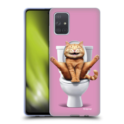 P.D. Moreno Furry Fun Artwork Cat WC Soft Gel Case for Samsung Galaxy A71 (2019)