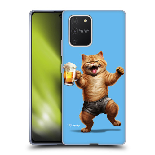 P.D. Moreno Furry Fun Artwork Cat Beer Soft Gel Case for Samsung Galaxy S10 Lite