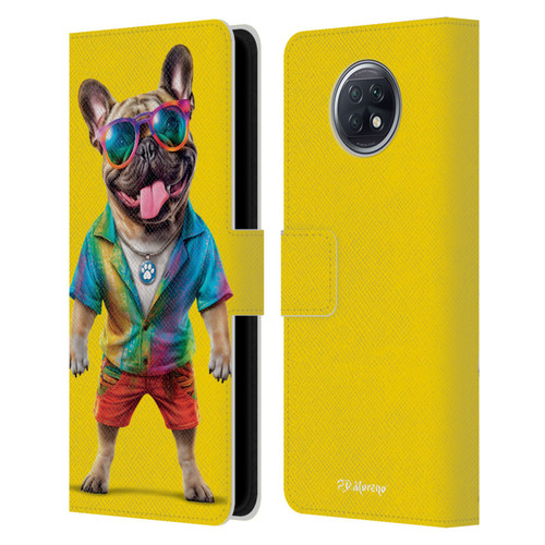 P.D. Moreno Furry Fun Artwork French Bulldog Tie Die Leather Book Wallet Case Cover For Xiaomi Redmi Note 9T 5G