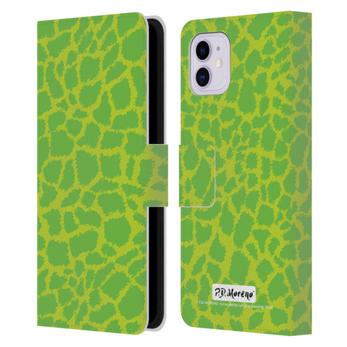 P.D. Moreno Patterns Lime Green Leather Book Wallet Case Cover For Apple iPhone 11