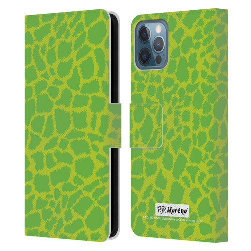 P.D. Moreno Patterns Lime Green Leather Book Wallet Case Cover For Apple iPhone 12 / iPhone 12 Pro