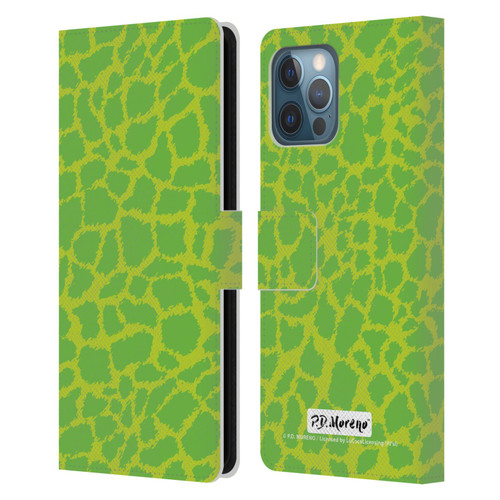 P.D. Moreno Patterns Lime Green Leather Book Wallet Case Cover For Apple iPhone 12 Pro Max