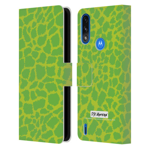 P.D. Moreno Patterns Lime Green Leather Book Wallet Case Cover For Motorola Moto E7 Power / Moto E7i Power