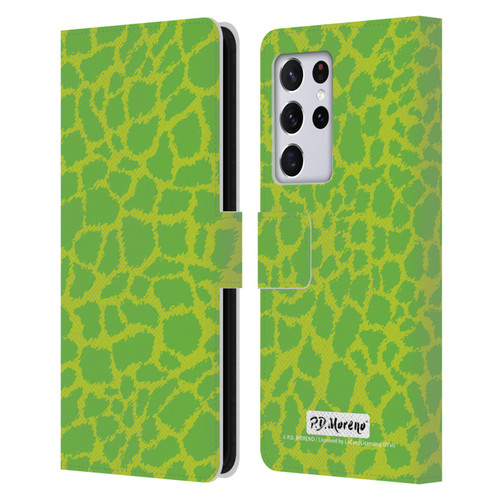 P.D. Moreno Patterns Lime Green Leather Book Wallet Case Cover For Samsung Galaxy S21 Ultra 5G