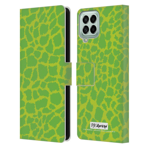 P.D. Moreno Patterns Lime Green Leather Book Wallet Case Cover For Samsung Galaxy M53 (2022)