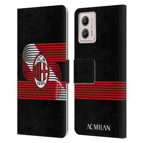 AC Milan Crest Patterns Diagonal Leather Book Wallet Case Cover For Motorola Moto G53 5G