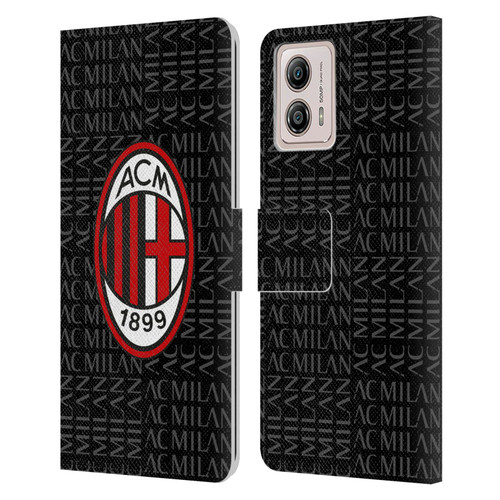 AC Milan Crest Patterns Red And Grey Leather Book Wallet Case Cover For Motorola Moto G53 5G