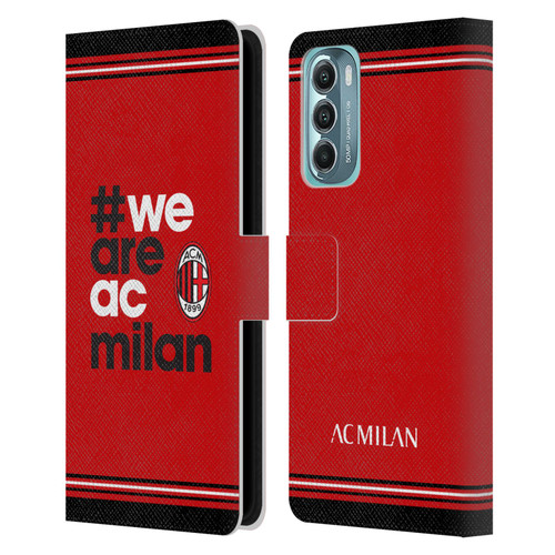 AC Milan Crest Stripes Leather Book Wallet Case Cover For Motorola Moto G Stylus 5G (2022)