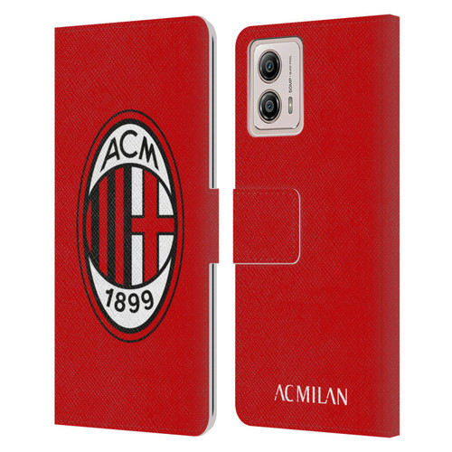 AC Milan Crest Full Colour Red Leather Book Wallet Case Cover For Motorola Moto G53 5G