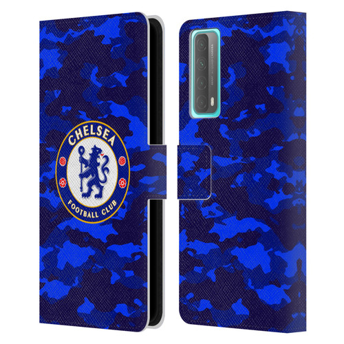 Chelsea Football Club Crest Camouflage Leather Book Wallet Case Cover For Huawei P Smart (2021)