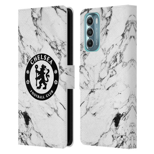 Chelsea Football Club Crest White Marble Leather Book Wallet Case Cover For Motorola Moto G Stylus 5G (2022)