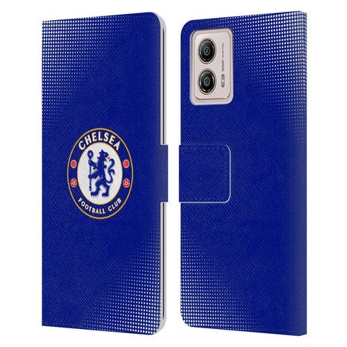 Chelsea Football Club Crest Halftone Leather Book Wallet Case Cover For Motorola Moto G53 5G